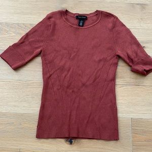 Rust ribbed sweater blouse from WHBM size XS